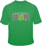 Softball Mom - Rhinestones & Pink Nailheads T Shirt