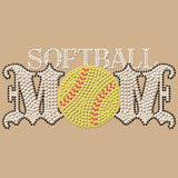 Softball Mom - Rhinestones & Yellow Nailheads T Shirt