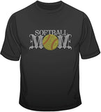 Softball Mom - Rhinestones & Yellow Nailheads T Shirt
