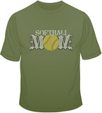 Softball Mom - Rhinestones & Yellow Nailheads T Shirt