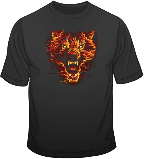 Flaming Wolf (full size print) T Shirt