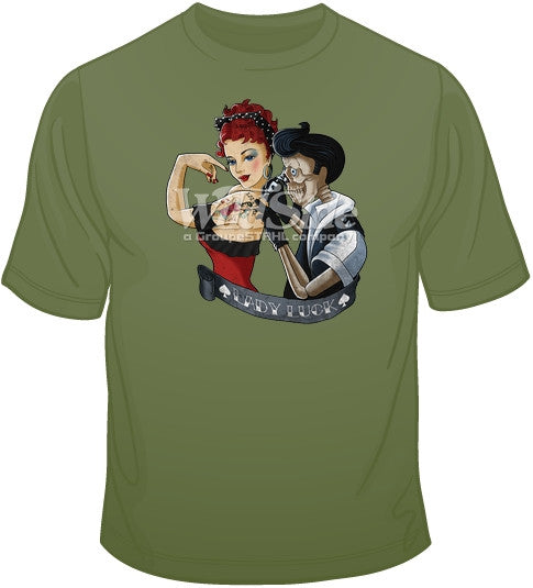 skål forarbejdning Sprog Lady Luck Tattoo Woman T Shirt | BoardwalkTees.com