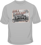 Live Ride Free Vintage Bike Postcard T Shirt