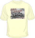 Live Ride Free Vintage Bike Postcard T Shirt