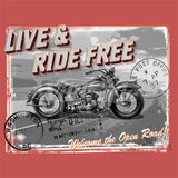 Live Ride Free Vintage Bike Postcard T Shirt