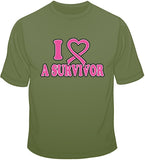 I Love A Survivor - Breast Cancer Awareness T Shirt