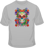 Painted Skull - Floral T Shirt