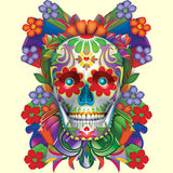 Painted Skull - Floral T Shirt