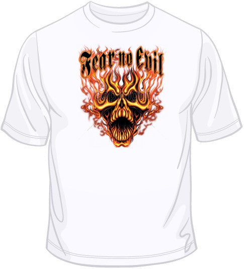 Fear No Evil-Fire Skull T Shirt