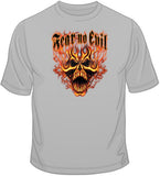 Fear No Evil-Fire Skull T Shirt
