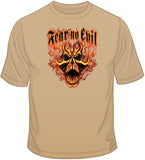 Fear No Evil-Fire Skull T Shirt