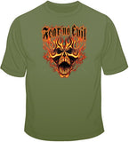Fear No Evil-Fire Skull T Shirt