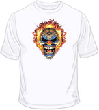 Flaming Clown Skull T Shirt