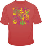 Peace Fingers &amp; Sign - Neon T Shirt