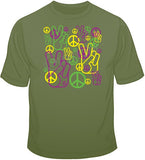 Peace Fingers &amp; Sign - Neon T Shirt