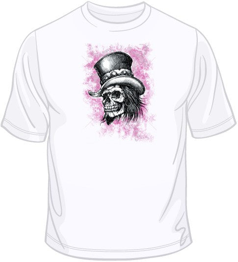 Skull with Top Hat- With Pink Cloud T Shirt