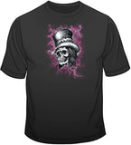 Skull with Top Hat- With Pink Cloud T Shirt
