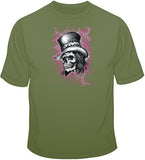Skull with Top Hat- With Pink Cloud T Shirt