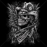 Skull Cowboy, Guns, Wings T Shirt