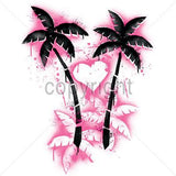 Stencil Palm Trees and Heart T Shirt