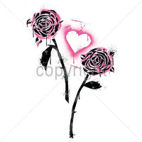 Stencil Roses & Heart T Shirt