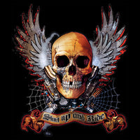Winged Skull- Shut Up And Ride T Shirt